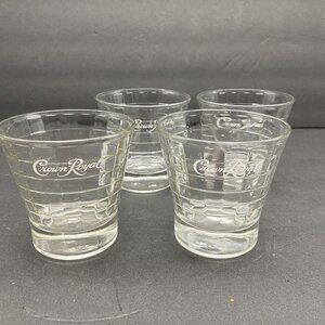 Vtg Crown‎ Royal Glasses Tapered Optic Block Logo On The Rocks Set Of 4 Whiskey